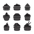 Set of vector cupcakes