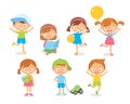 Set of vector cute babies kids characters. Royalty Free Stock Photo