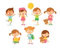 Set of vector cute babies kids characters. Royalty Free Stock Photo