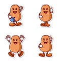 set vector cute cartoon of brown potato character