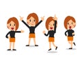 Set of vector cute cartoon woman character poses Royalty Free Stock Photo