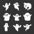 Set of vector cute Halloween ghosts icons Royalty Free Stock Photo