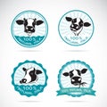 Set of vector a dairy cows label on white background, Animals.