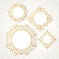Set of vector decorative frames in Victorian style. Royalty Free Stock Photo