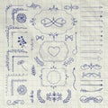 Set of Vector Decorative Hand Drawn Design Elements Royalty Free Stock Photo