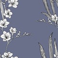 Seamless pattern with fresia. Hand drawn. Grahics.