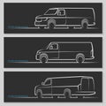 Set of vector delivery van or commercial vehicle silhouettes Royalty Free Stock Photo