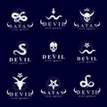 Set of vector demonic infernal mystic logotypes created using po