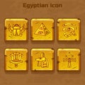 Set of vector design golden egypt travel icons culture ancient elements