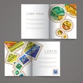 Set of vector design templates. Brochures in random colorful style. Zentangle designs. Royalty Free Stock Photo