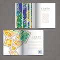 Set of vector design templates. Brochures in random colorful style. Zentangle designs. Royalty Free Stock Photo