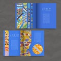 Set of vector design templates. Brochures in random colorful style. Zentangle designs. Royalty Free Stock Photo