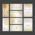 Set of vector design templates. Business card with floral circle ornament. Mandala style. Royalty Free Stock Photo