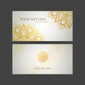 Set of vector design templates. Business card with floral circle ornament. Mandala style. Royalty Free Stock Photo