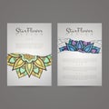 Set of vector design templates. Business card with floral circle ornament. Mandala style. Royalty Free Stock Photo