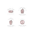 Set vector design templates and emblems - cupcake, donut and bake icon Royalty Free Stock Photo