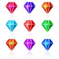 Set of vector diamond icons Royalty Free Stock Photo