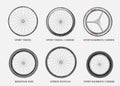 Set of vector different types of bicycle wheels