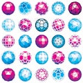 Set of vector dimensional wireframe low poly objects, spherical Royalty Free Stock Photo