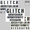 Set of vector distorted glitch fonts. Trendy style lettering typeface. Dark latin letters on white backgrounds. 3 in 1 Royalty Free Stock Photo