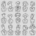 A set of vector doodle medical avatar team: therapist, doctor, surgeon, nurse