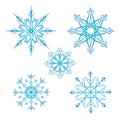 Set of vector doodle snowflakes