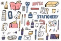 Set of vector doodle stationery. Office supplies. Royalty Free Stock Photo