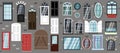 Set of vector doors and windows. Flat illustration of different types, designs and styles of door structures. The facade