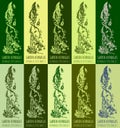 Set of vector drawing of GARDEN ASPARAGUS in various colors. Hand drawn illustration. Latin name ASPARAGUS OFFICINALIS L