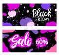 A set of vector drawn templates . Black Friday sale banners.