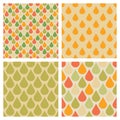 Set of vector drops seamless patterns in retro fall colors