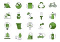 Set of vector eco icons or isolated ecology signs Royalty Free Stock Photo