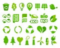 Set of vector eco icons or isolated ecology signs Royalty Free Stock Photo