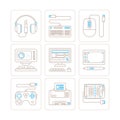 Set of vector electronics icons and concepts in mono thin line style