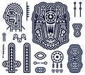 Set of Vector Elements in Techno Tribal Style