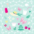 Set of vector elements on the theme of summer