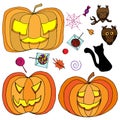 Set of vector elements on a white background for Halloween Royalty Free Stock Photo