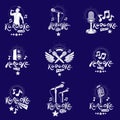 Set of vector emblems and leaflets created using musical notes, Royalty Free Stock Photo