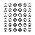 Set of vector Emoticons. Set of Emoji. Smile black linear icons isolated. Vector illustration EPS 10