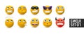 Set of vector emotion icons. Happy, sad emoji faces. Yellow cartoon characters Royalty Free Stock Photo