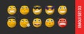 Set of vector emotion icons. Happy, sad emoji faces. Yellow cartoon characters Royalty Free Stock Photo
