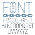 Set of vector English alphabet letters isolated. Capital decorative font created using chrome chain, linkage.