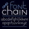 Set of vector English alphabet letters isolated. Lower case decorative font created using chrome chain.