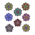 Set of vector ethnic circular floral patterns or mandalas.