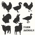 Set of vector farm animals silhouettes for design Royalty Free Stock Photo