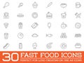 Set of Vector Fastfood Fast Food Elements Royalty Free Stock Photo