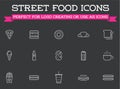 Set of Vector Fastfood Fast Food Elements Icons and Equipment as Illustration Royalty Free Stock Photo