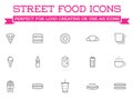 Set of Vector Fastfood Fast Food Elements Icons and Equipment Royalty Free Stock Photo