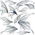 Set of vector filigree fairy wings for design Royalty Free Stock Photo