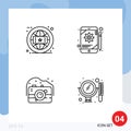 User Interface Pack of 4 Basic Filledline Flat Colors of brand, old, online, gear, photography Royalty Free Stock Photo